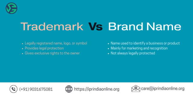 Image show the key difference between trademark and brand name