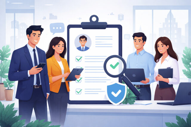 Team performing employee background check during startup hiring process in India