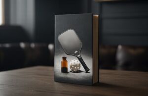 How Pickleball and Poison Is Winning Hearts Everywhere In 2026 An bottle on a table beside a book titled How Pickleball and Poison Is Winning Hearts Everywhere In 2026.