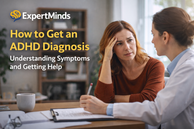 how to get an adhd diagnosis consultation with mental health expert helping patient understand symptoms and treatment