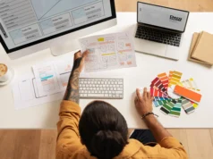 Choosing an Electrician Website Design Company That Fits Your Market top-view-man-working-desk